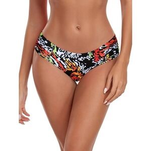 Ocean Blues  Full Coverage Bikini Bottom Mid Rise Ruched Sides Swim Bottoms